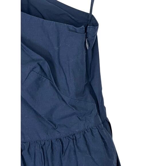 GAP Navy Blue One Shoulder A-line Side Zipper Eyelet Detail Midi Dress Size 6 - Picture 3 of 10